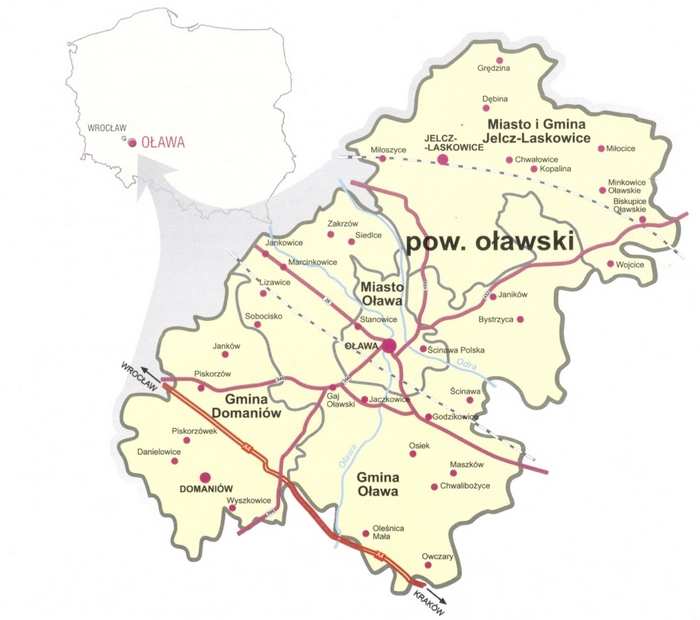 Mapa powiatu oławskiego